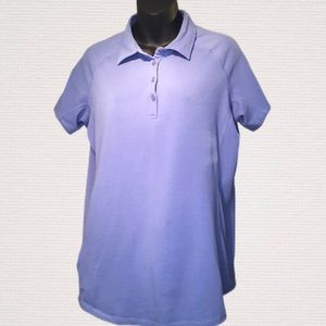 Duluth cotton blend blue collared button shirt L